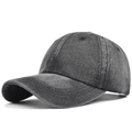 Vintage dark gray washed denim baseball cap with adjustable strap and classic worn look - Adjustable / Washed Black (Dark Gray)