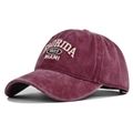 Vintage burgundy Florida baseball cap with distressed washed cotton and Miami embroidery - Burgundy