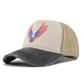 Vintage eagle print baseball cap with distressed brim in grey and beige tones - Adjustable / Black
