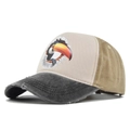 Vintage toekan baseballpet met gewassen distressed rand en driekleurig ontwerp - Verstelbaar / Zwart