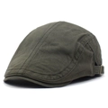 Berretto piatto in cotone verde militare con fibbia regolabile e tesa corta curva - M (56-58cm) / Verde