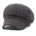 Casquette gavroche vintage pour femme à motif carreaux gris foncé pour l'hiver - M (56-58cm) / Gris