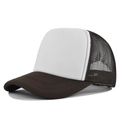 Casquette trucker bicolore blanc et marron avec filet respirant et visière courbée - Réglable / Blanc-Café