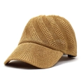 Casquette de baseball en paille tressée pour femme, kaki clair, protection solaire - M (56-58cm) / Kaki