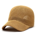 Straw woven khaki baseball cap for women with breathable mesh and curved sun visor - One Size / Khaki