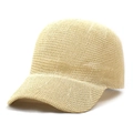 Breathable paper straw baseball cap for women with beige woven texture and curved brim - One Size / Beige