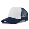 Casquette trucker classique blanc et bleu avec maille respirante et visière courbée - Réglable / Blanc-Bleu Marine