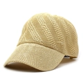Casquette de baseball en paille tressée kaki pour femme, chapeau de soleil respirant de voyage - M (56-58cm) / Beige