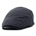 Vue détaillée du béret en coton gris foncé montrant la texture sergée et la boucle en métal - M(56-58cm) / Noir