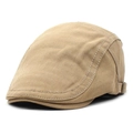 Béret classique en coton kaki avec boucle métallique réglable et texture sergé - M(56-58cm) / Kaki