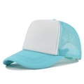 Cappellino trucker classico celeste e bianco con frontale in spugna e rete - Regolabile / Bianco-Blu Lago