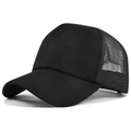 Klassische schwarze Trucker-Kappe mit gebogenem Schirm und atmungsaktivem Mesh für Damen und Herren - Schwarz