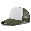 Cappello trucker verde militare e bianco con retro in rete e visiera curva - Regolabile / Bianco-Verde Militare