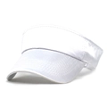 Detailed view of reinforced stitching on the brim of a white athletic sun visor hat - M / White