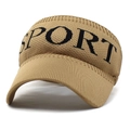 Knitted open top sports sun visor hat with SPORT letter embroidery in khaki finish - Khaki