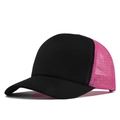 Black and rose red trucker hat with mesh back and curved brim for men and women - Black+Rose Red