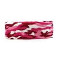 Vista detallada de la cinta deportiva de punto con camuflaje rosa y textura elástica - Camuflaje Rojo