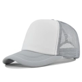 Cappellino trucker bianco con rete grigia sul retro per personalizzazione logo ricamato - Regolabile / Bianco-Grigio Chiaro