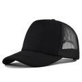 Cappellino trucker classico in spugna nera con rete traspirante e visiera ricurva - Regolabile / Nero