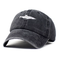 Gorra de béisbol de algodón lavado vintage con elegante bordado de tiburón en gris oscuro - M (56-58cm) / Gris