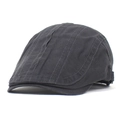 Detalle de gorra plana gris oscuro con triple costura decorativa y hebilla de metal lateral - M (56-58cm) / Gris