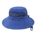 Detail of navy blue breathable mesh and adjustable windproof cord on the sun hat - M (56-58cm) / Blue