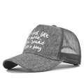 Dark grey trucker cap with You look like a movie quote print and breathable mesh - Adjustable / Marl Grey