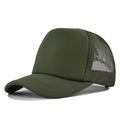 Cappellino trucker verde scuro con rete traspirante e visiera curva in tinta unita - Regolabile / Verde Militare