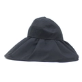 Detail of black wide brim sun hat with ruffled edge and UV protective fabric - M (56-58cm) / Black