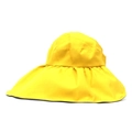 Detail view of the bright yellow wide brim sun hat showing the texture and UV-resistant fabric - M (56-58cm) / Yellow