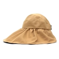 Close-up of khaki wide-brim sun hat showing lightweight fabric and wavy fold details - M (56-58cm) / Khaki