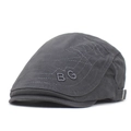 Gorra de algodón gris oscuro con bordado BG y hebilla de metal ajustable para hombre - M (56-58cm) / Gris