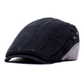 Men's cotton sun hat in black and grey patchwork with metal eyelets and classic visor - Gray and Black Patchwork (MH 2424) / Black