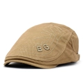 Boina de algodón para hombre en caqui con bordado lateral BG y estilo casual moderno - M (56-58cm) / Caqui