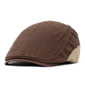 Men's vintage cotton newsboy cap with two-tone splicing and metal eyelets - Brown and Khaki Patchwork (MH 2424) / Coffee