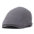 Berretto piatto classico in cotone grigio scuro con trama a spina di pesce vista laterale - M (56-58cm) / Grigio