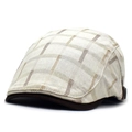Klassische Schiebermütze mit Karomuster in Beige und Braun, Retro-Stil für Herren und Damen - M (56-58cm) / Beige