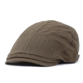 Détail de la casquette plate en coton marron foncé avec coutures et boucle en métal - M (56-58cm) / Vert