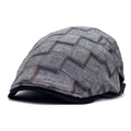 Klassische Vintage Schiebermütze mit Karomuster in Grau-Braun und schwarzem Schirm - M (56-58cm) / Grau
