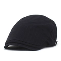 Détail d'un béret noir en coton avec des coutures verticales sur le panneau frontal - M (56-58cm) / Noir