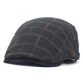 Klassische Vintage-Schiebermütze mit Karomuster in Dunkelgrau und Blau aus Baumwolle - M (56-58cm) / Schwarz