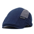 Detail of navy blue cotton ivy cap featuring breathable grey mesh side panels and side tag - M(56-58cm) / Navy Blue