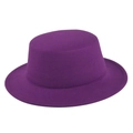 Classic deep purple wool felt pork pie hat with a flat top and wide circular brim - Size 56-57 / Purple
