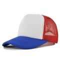Cappellino trucker in rete rosso bianco e blu con visiera curva e chiusura regolabile - Regolabile / Blu Rosso e Bianco