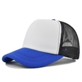 Cappello trucker regolabile con visiera blu, fronte bianco e rete posteriore nera - Regolabile / Blu Nero e Bianco