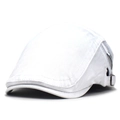 Detail of adjustable metal buckle and breathable side mesh on a white cotton ivy cap - M(56-58cm) / White