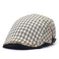 Casquette plate à carreaux de style anglais beige et noir avec boucle en métal - Réglable / Beige