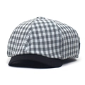 Klassieke Britse newsboy pet voor dames met zwart-wit geruit patroon en zwarte klep - Grijs