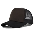 Cappellino trucker in rete marrone e nero con frontale in spugna e visiera curva - Regolabile / Nero e Caffè