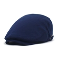 Classic navy blue flat cap with adjustable metal buckle and knitted fabric texture - Adjustable / Navy Blue